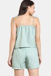 Zivame Coral Glaze Woven Shorts Set - Granite Green — thumbnail 4